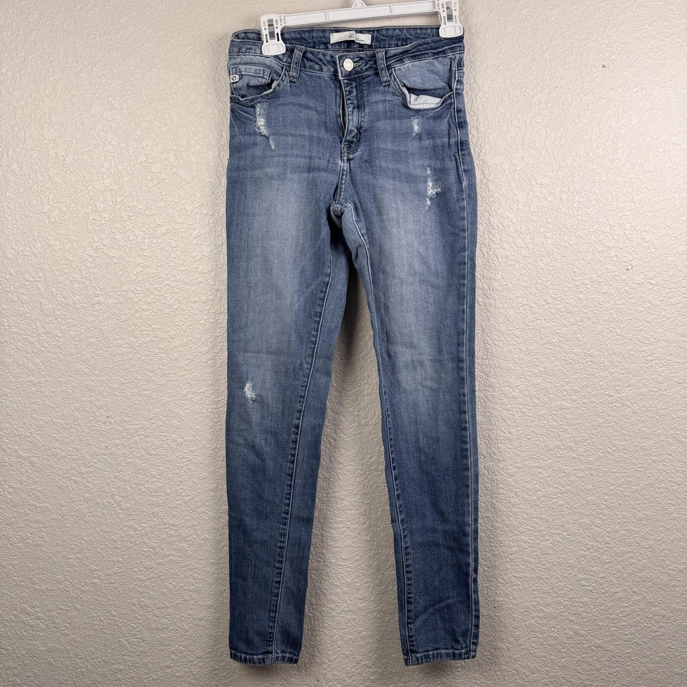 KanCan Jeans Womens (27x29) W7 Blue Denim Light Wash Skinny Distressed Stretch